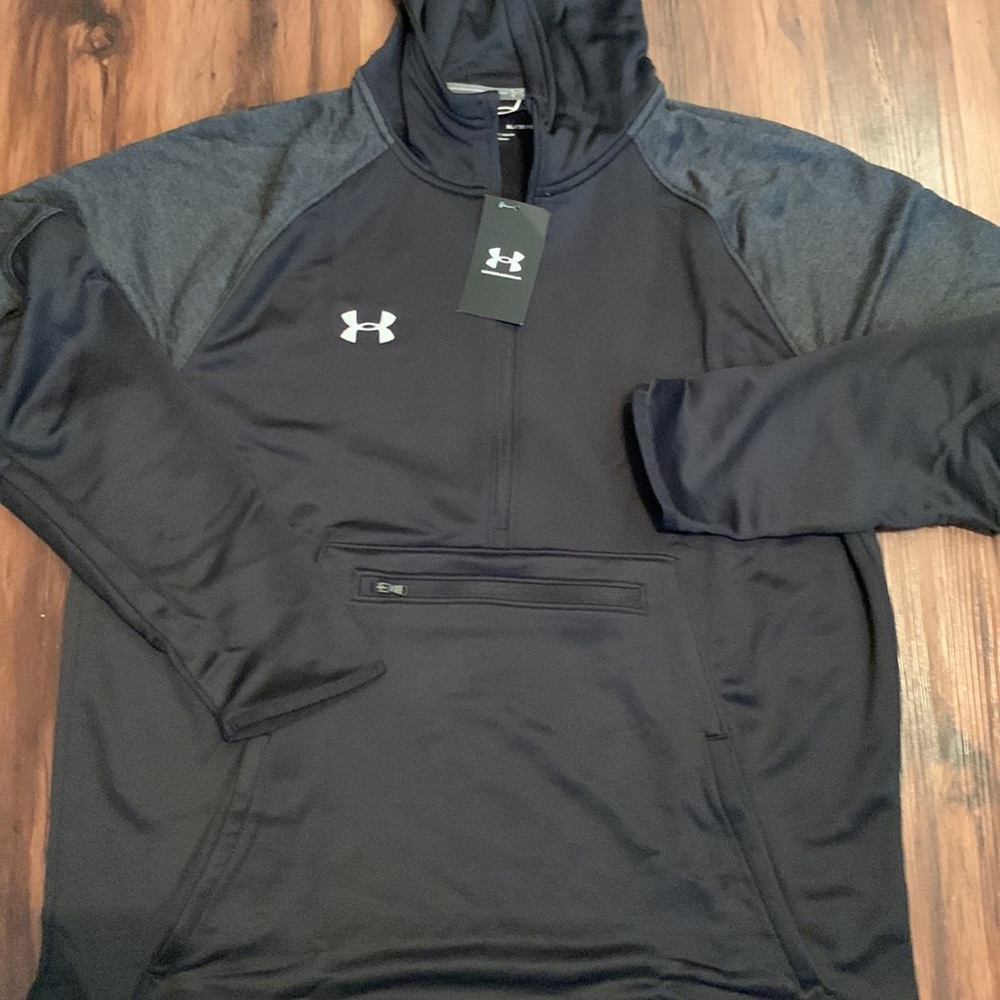 Under Armour Loose Fit Mens Full Zip Men Hoodie Black/Grey XL - Picture 4 of 10